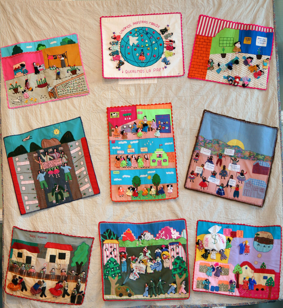 Peruvian arpilleras on display at the Verbal Arts Centre, 2009. (Photo: Colin Peck)