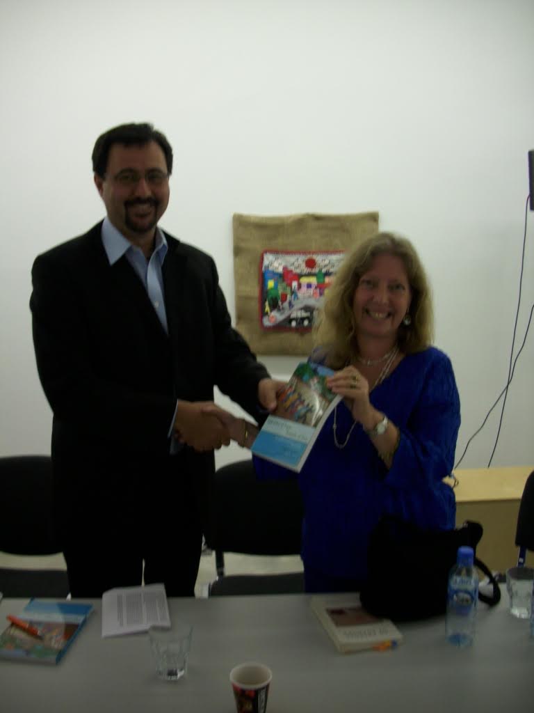 Brandon Hamber (INCORE) with author Marjorie Agosín at the Regional Cultural Centre, Letterkenny, whose book 
