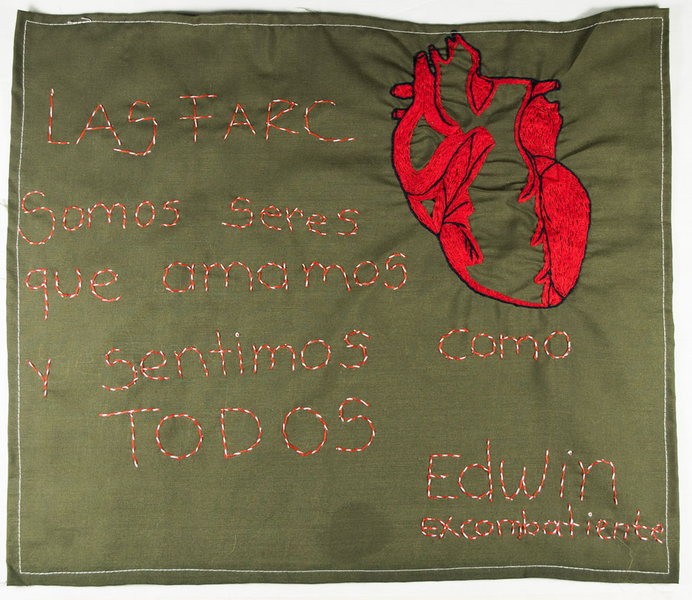 'Un corazón como el de todos / A heart like everyone else', Jhonatan/Edwin, 2019, ETCR Llano Grande, Dabeiba, Antioquia, Colombia. © (Des)tejiendo miradas. (Photo: Laura Coral Velazquez)  