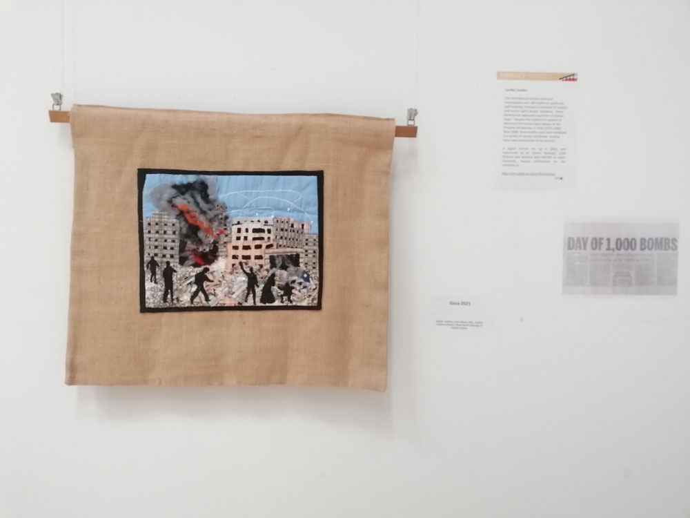 'Gaza 2021', by Linda Adams, on display at 'The Glorious Art of Peace' exhibition, Didcot, April - May 2022. (Photo: Alison Lochhead) 
